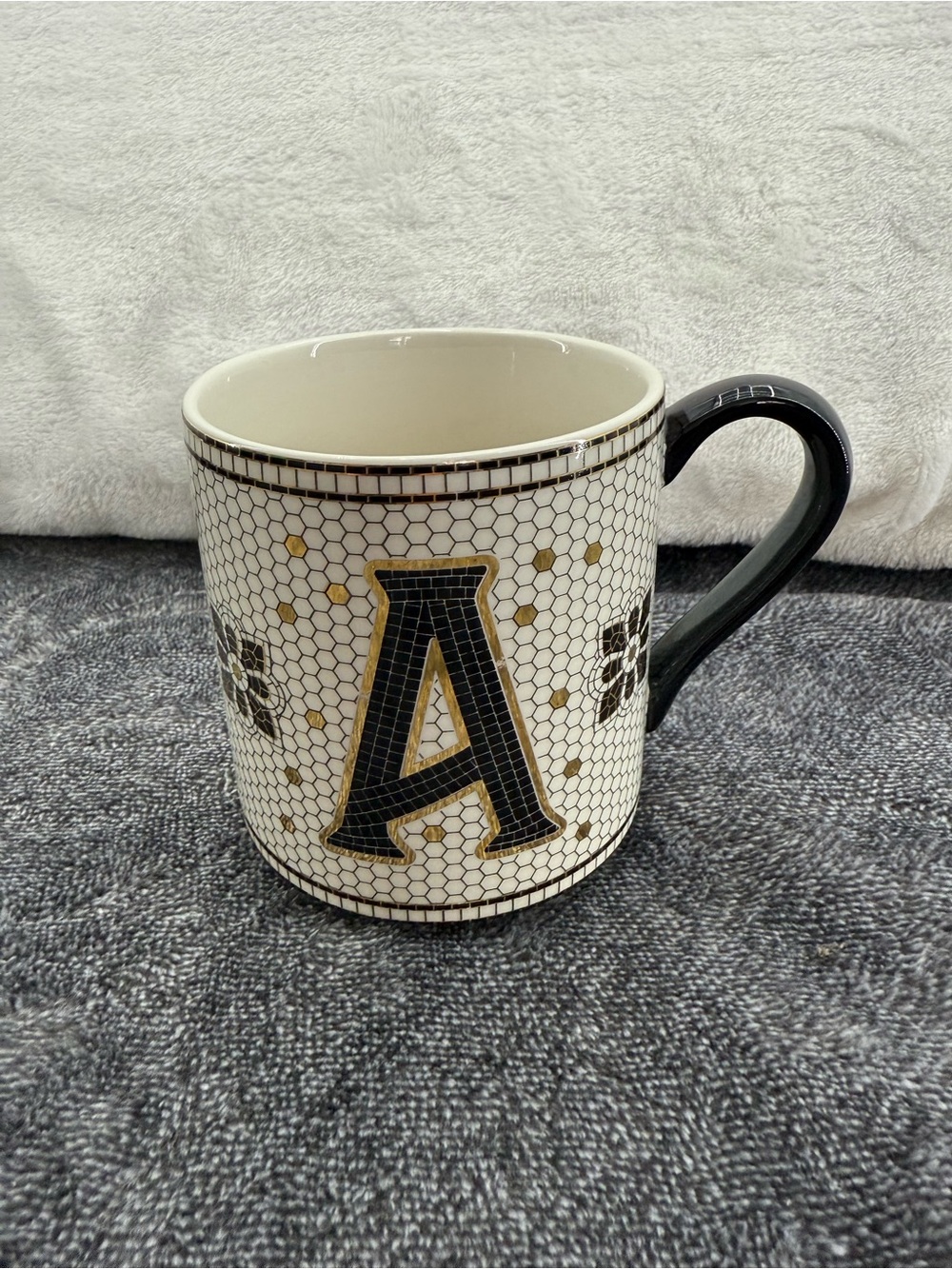 Anthropologie The Bistro Tile Stoneware Mug Monogram Initial A Mosaic-New